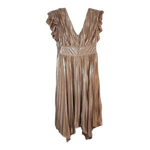 Beulah Neutrals Metallic Pleats Long Dress size large